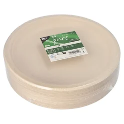 PAPSTAR Teller, Zuckerrohr "pure" ungeteilt Ø 26 cm, 2 cm natur