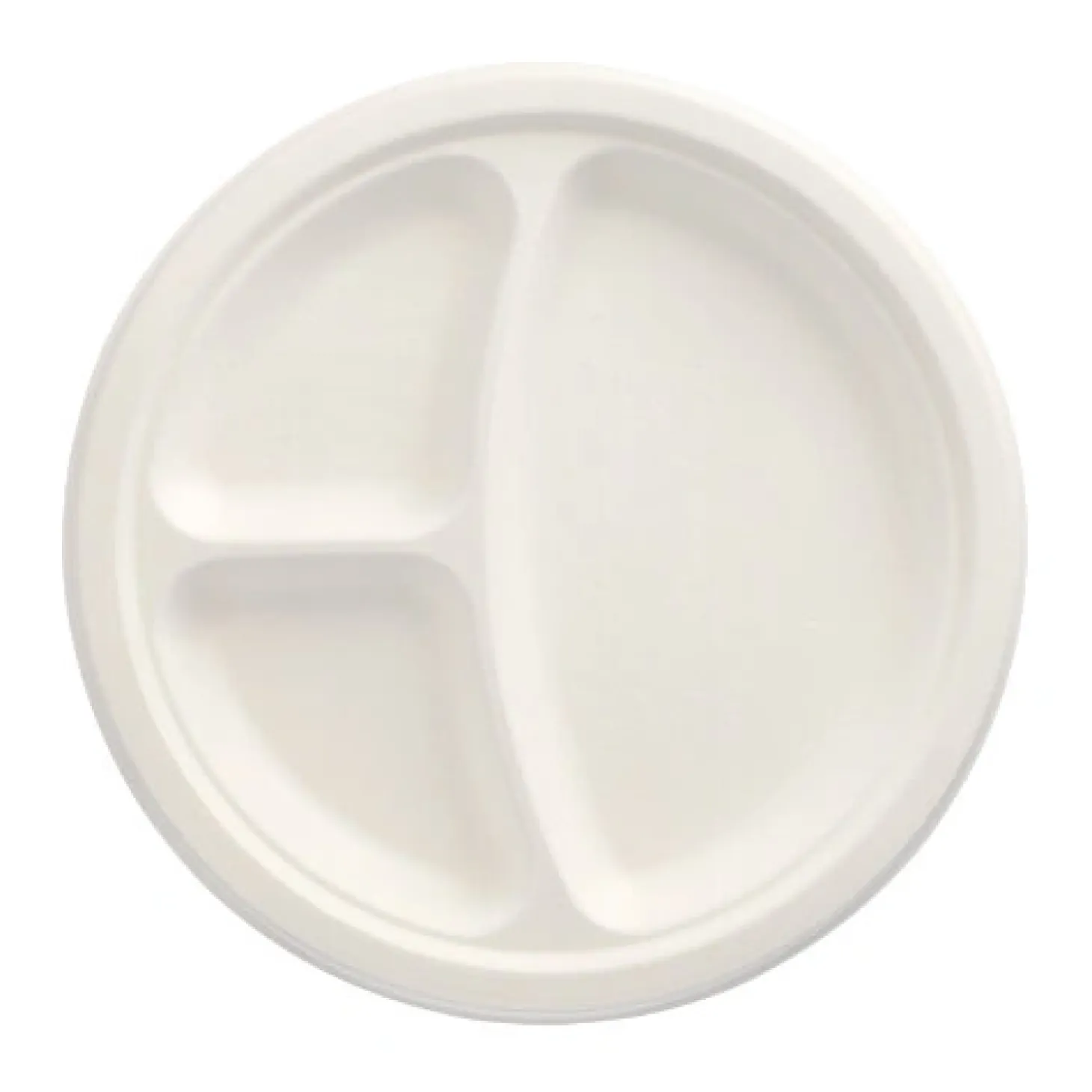 PAPSTAR Teller, Zuckerrohr "pure" 3-geteilt Ø 23 cm, 2 cm weiß, 10 x 50 Stück
