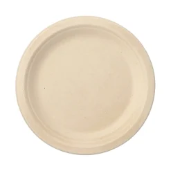 PAPSTAR Teller, Zuckerrohr "pure" ungeteilt Ø 18 cm, 2 cm natur, 12 x 12 Stück