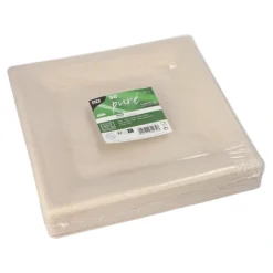 PAPSTAR Teller, Zuckerrohr "pure" eckig 26 cm x 26 cm natur