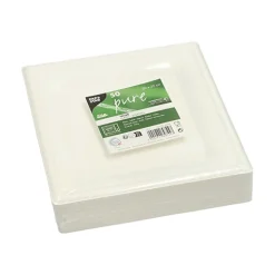 PAPSTAR Teller, Zuckerrohr "pure" eckig 20 cm x 20 cm weiß, 10 x 50 Stück