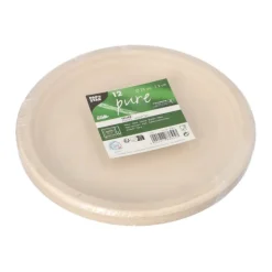 PAPSTAR Teller, Zuckerrohr "pure" ungeteilt Ø 23 cm, 2 cm natur, 12 x 12 Stück