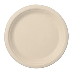 PAPSTAR Teller, Zuckerrohr "pure" ungeteilt Ø 23 cm, 2 cm natur, 12 x 12 Stück
