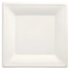 PAPSTAR Teller, Zuckerrohr "pure" eckig 26 cm x 26 cm weiß, 8 x 50 Stück