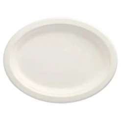 PAPSTAR Teller, Zuckerrohr "pure" oval 26 cm x 20 cm x 2 cm weiß, 10 x 50 Stück