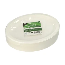 PAPSTAR Teller, Zuckerrohr "pure" oval 26 cm x 20 cm x 2 cm weiß, 10 x 50 Stück