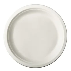 PAPSTAR Teller, Zuckerrohr "pure" ungeteilt Ø 23 cm, 2 cm weiß, 10 x 50 Stück
