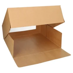 PAPSTAR Tortenkartons mit Deckel eckig 10 cm x 30 cm x 30 cm mit Sichtfenster aus PLA