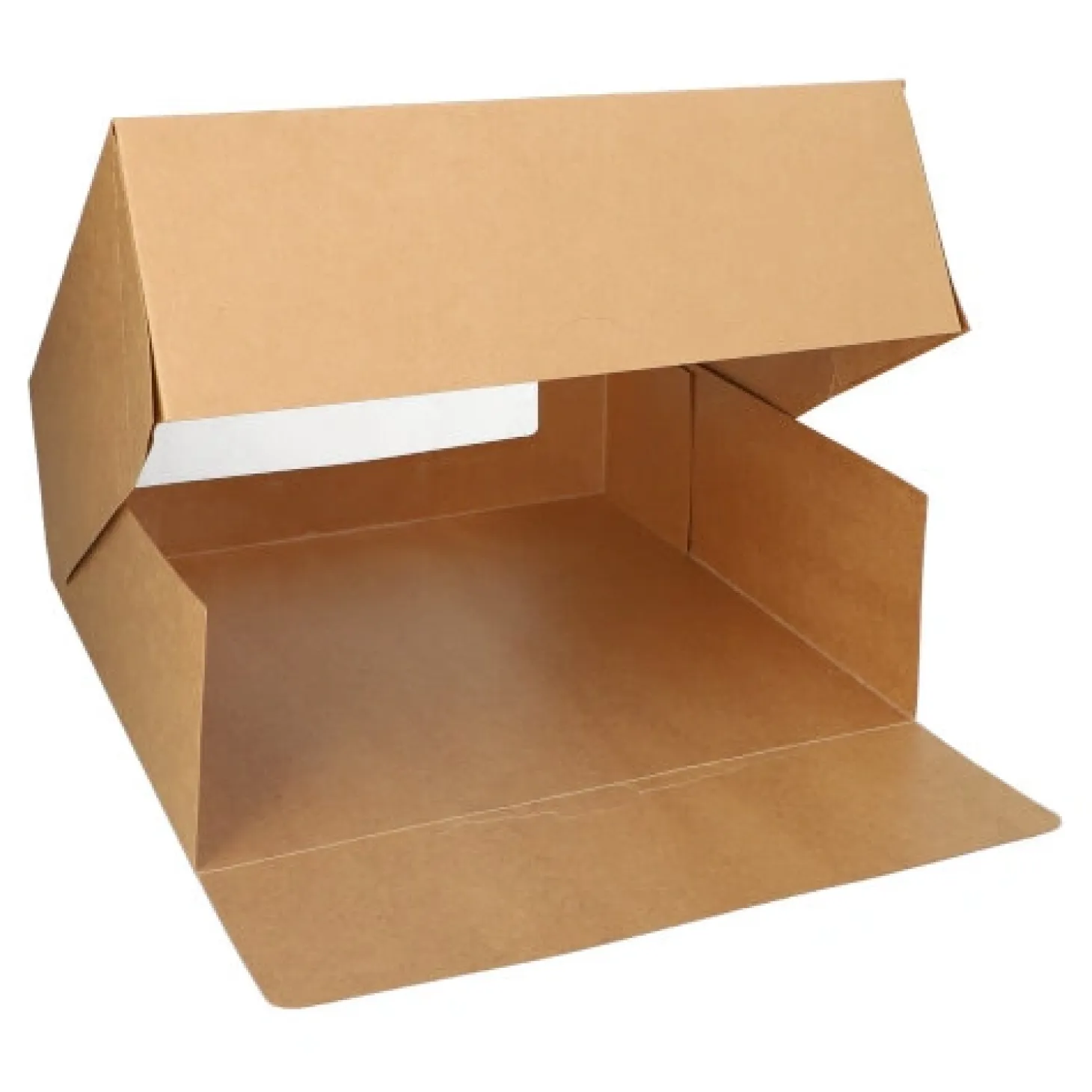PAPSTAR Tortenkartons mit Deckel eckig 10 cm x 30 cm x 30 cm mit Sichtfenster aus PLA