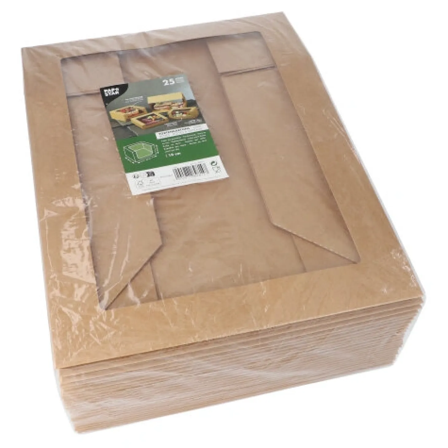 PAPSTAR Tortenkartons mit Deckel eckig 10 cm x 30 cm x 30 cm mit Sichtfenster aus PLA