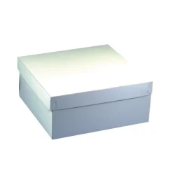 PAPSTAR Tortenkartons, mit Deckel, Pappe eckig 30 cm x 30 cm x 13 cm weiß
