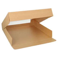 PAPSTAR Tortenkartons mit Deckel eckig 5,5 cm x 30 cm x 30 cm mit Sichtfenster aus PLA