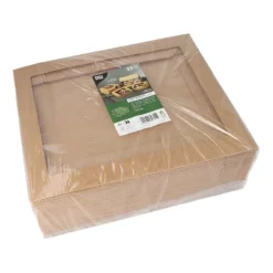 PAPSTAR Tortenkartons mit Deckel eckig 5,5 cm x 30 cm x 30 cm mit Sichtfenster aus PLA