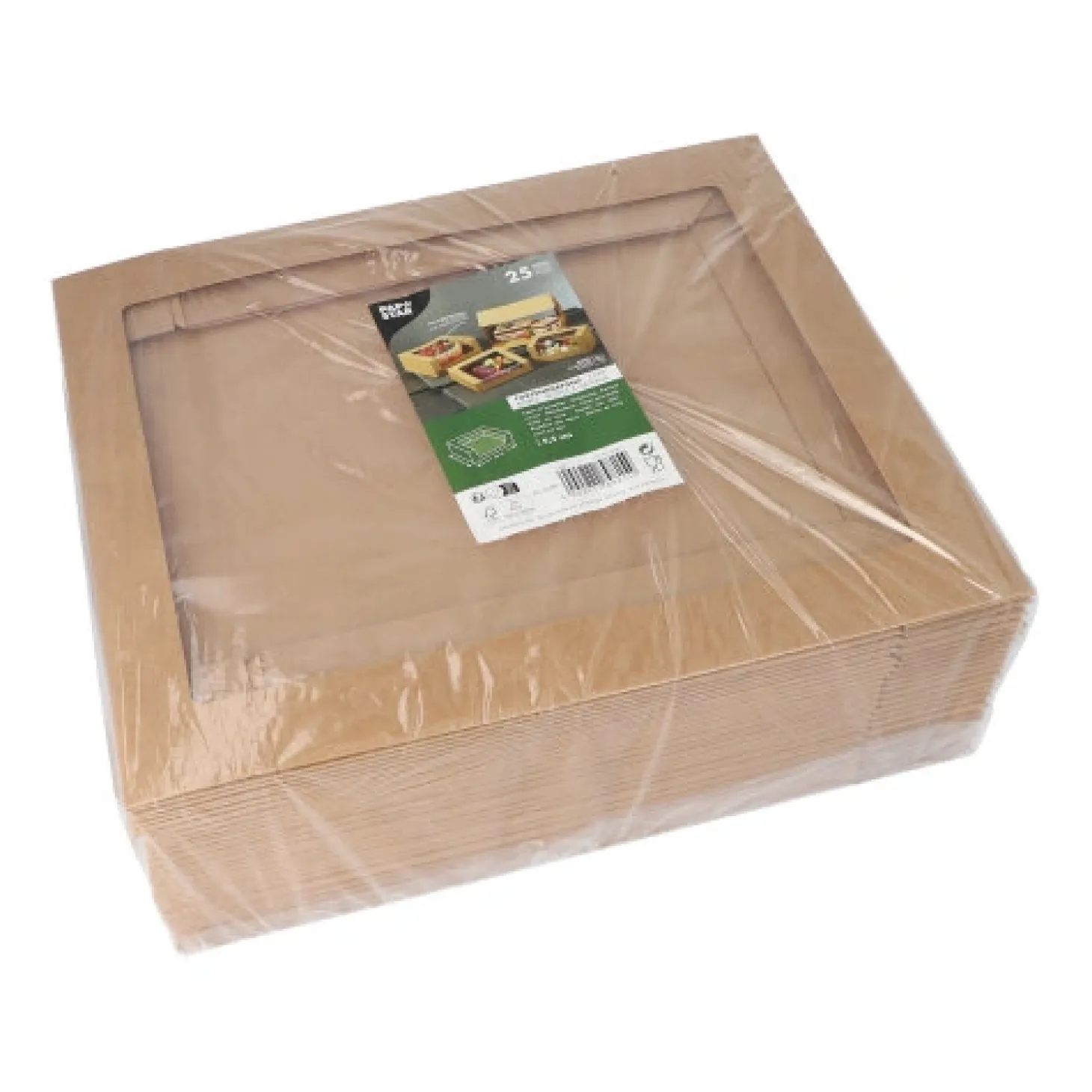 PAPSTAR Tortenkartons mit Deckel eckig 5,5 cm x 30 cm x 30 cm mit Sichtfenster aus PLA