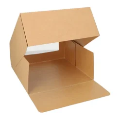 PAPSTAR Tortenkartons mit Deckel eckig 10 cm x 23 cm x 23 cm mit Sichtfenster aus PLA