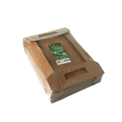 PAPSTAR Tragetabletts, Pappe "pure" 4,5 cm x 35 cm x 24 cm braun "100% Fair"