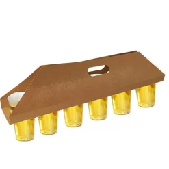 PAPSTAR Tragetabletts, Pappe "pure" 12 cm x 9,5 cm x 62 cm braun für 6 Trinkbecher