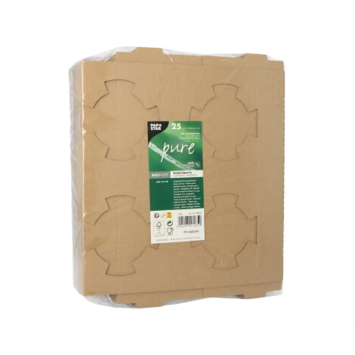 PAPSTAR Tragetabletts, Pappe "pure" 3,6 cm x 19,8 cm x 24,1 cm braun für 4 Suppenbecher