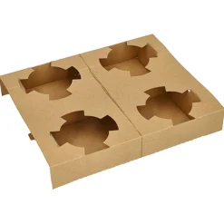 PAPSTAR Tragetabletts, Pappe "pure" 3,6 cm x 19,8 cm x 24,1 cm braun für 4 Suppenbecher
