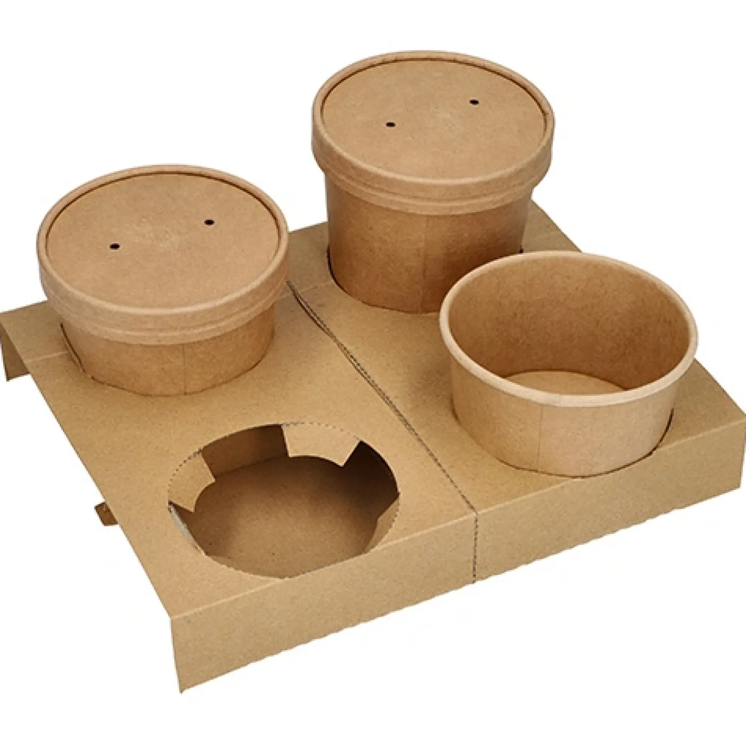 PAPSTAR Tragetabletts, Pappe "pure" 3,6 cm x 19,8 cm x 24,1 cm braun für 4 Suppenbecher