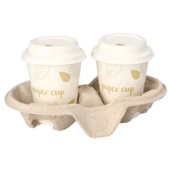 PAPSTAR Tragetabletts, Pappe "To Go" 4,6 cm x 22,3 cm x 11,6 cm natur für 2 Becher