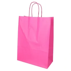 PAPSTAR Tragetaschen, Papier 35 cm x 26 cm x 12 cm pink mit gedrehtem Tragegriff, 10 x 25 Stück