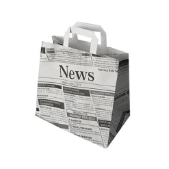 PAPSTAR Tragetaschen, Papier 25 cm x 26 cm x 17 cm "Newsprint" mit Tragegriff