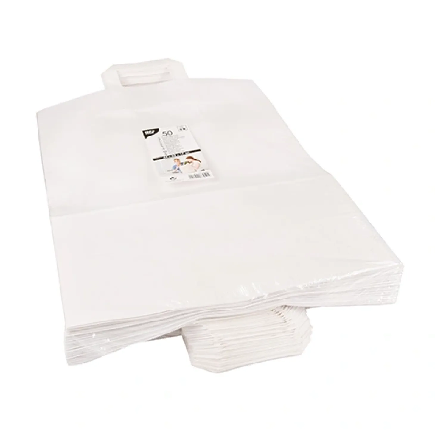 PAPSTAR Tragetaschen, Papier 44 cm x 32 cm x 17 cm weiß mit Tragegriff