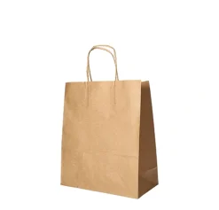 PAPSTAR Tragetaschen, Papier 28 cm x 22 cm x 10 cm braun mit gedrehtem Tragegriff