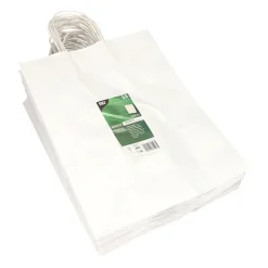 PAPSTAR Tragetaschen, Papier 35 cm x 26 cm x 12 cm weiß mit gedrehtem Tragegriff