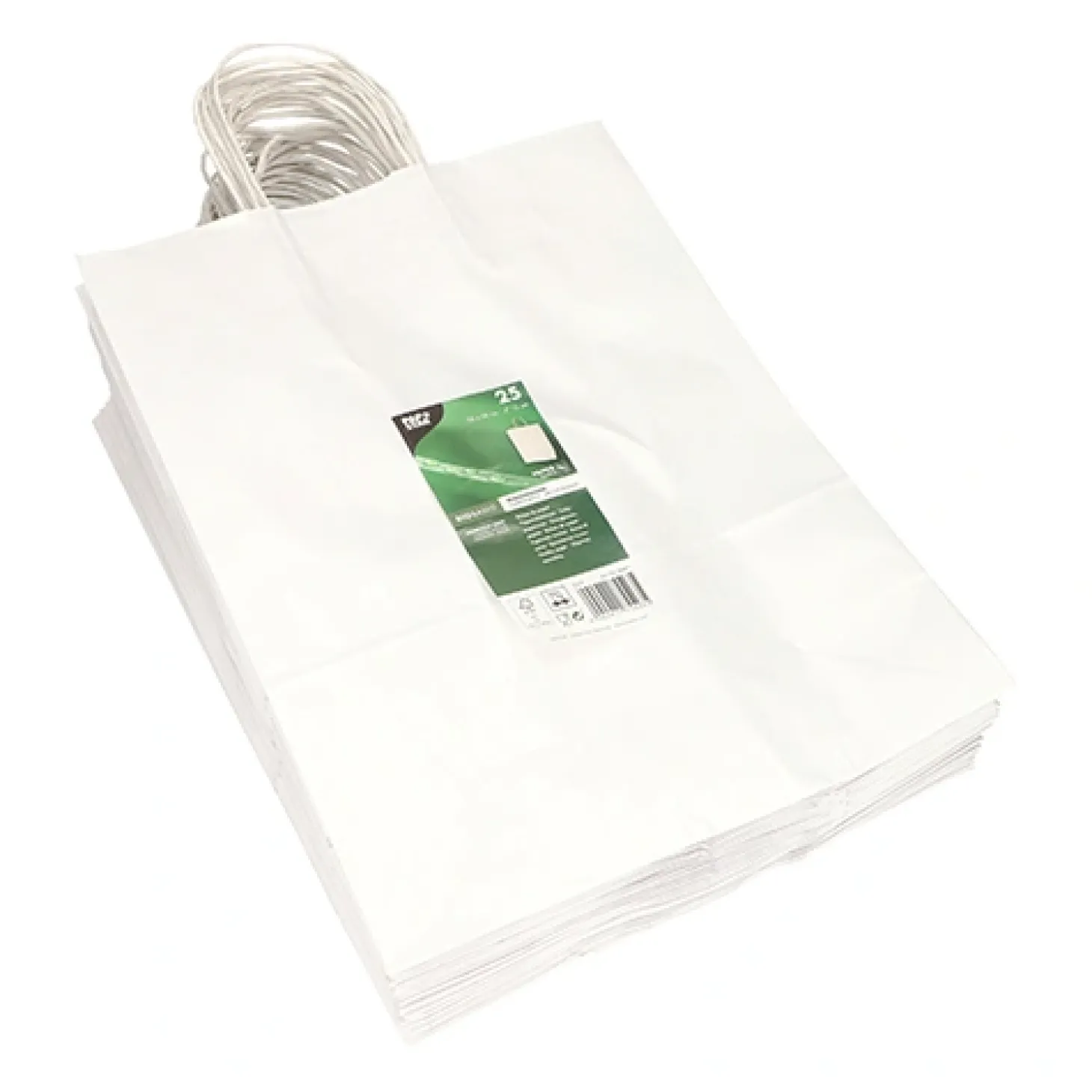 PAPSTAR Tragetaschen, Papier 35 cm x 26 cm x 12 cm weiß mit gedrehtem Tragegriff