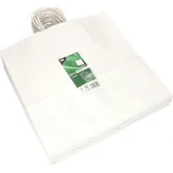 PAPSTAR Tragetaschen, Papier 35 cm x 35 cm x 14 cm weiß mit gedrehtem Tragegriff
