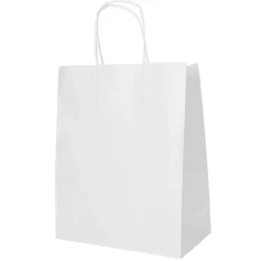 PAPSTAR Tragetaschen, Papier 44 cm x 32 cm x 17 cm weiß mit gedrehtem Tragegriff