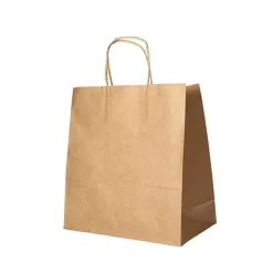 PAPSTAR Tragetaschen, Papier 27 cm x 32 cm x 17 cm braun mit gedrehtem Tragegriff