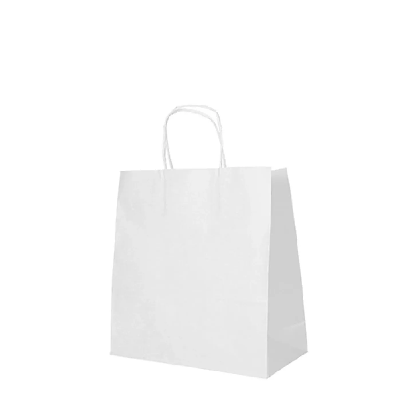 PAPSTAR Tragetaschen, Papier 25 cm x 26 cm x 17 cm weiß mit gedrehtem Tragegriff