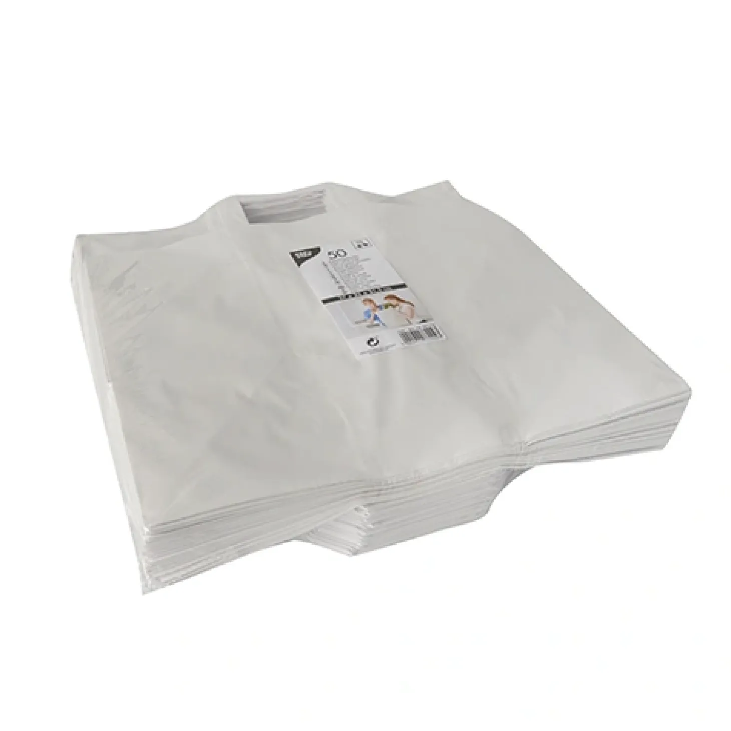 PAPSTAR Tragetaschen, Papier 27 cm x 32 cm x 21,5 cm weiß mit Tragegriff
