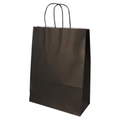 PAPSTAR Tragetaschen, Papier 35 cm x 26 cm x 12 cm schwarz mit gedrehtem Tragegriff, 10 x 25 Stück