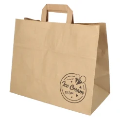 PAPSTAR Tragetaschen, Papier 27 cm x 32 cm x 17 cm braun "Icelove" mit Tragegriff, 8 x 50 Stück