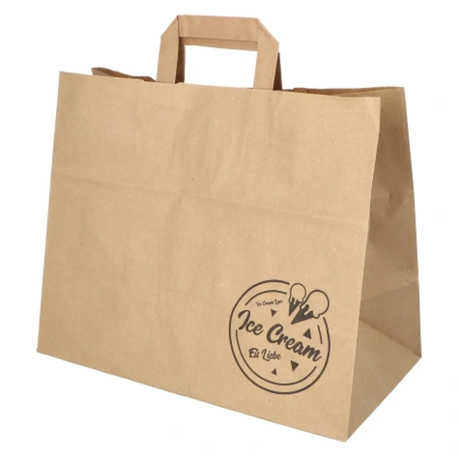 PAPSTAR Tragetaschen, Papier 27 cm x 32 cm x 17 cm braun "Icelove" mit Tragegriff, 8 x 50 Stück