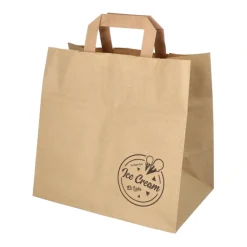 PAPSTAR Tragetaschen, Papier 25 cm x 26 cm x 17 cm braun "Icelove" mit Tragegriff, 8 x 50 Stück