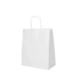 PAPSTAR Tragetaschen, Papier 28 cm x 22 cm x 10 cm weiß mit gedrehtem Tragegriff