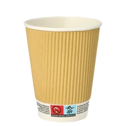 PAPSTAR Trinkbecher, Pappe 0,3 l Ø 9 cm, 11 cm natur Ripple Wall, 20 x 10 Stück