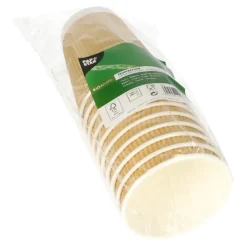 PAPSTAR Trinkbecher, Pappe 0,3 l Ø 9 cm, 11 cm natur Ripple Wall, 20 x 10 Stück