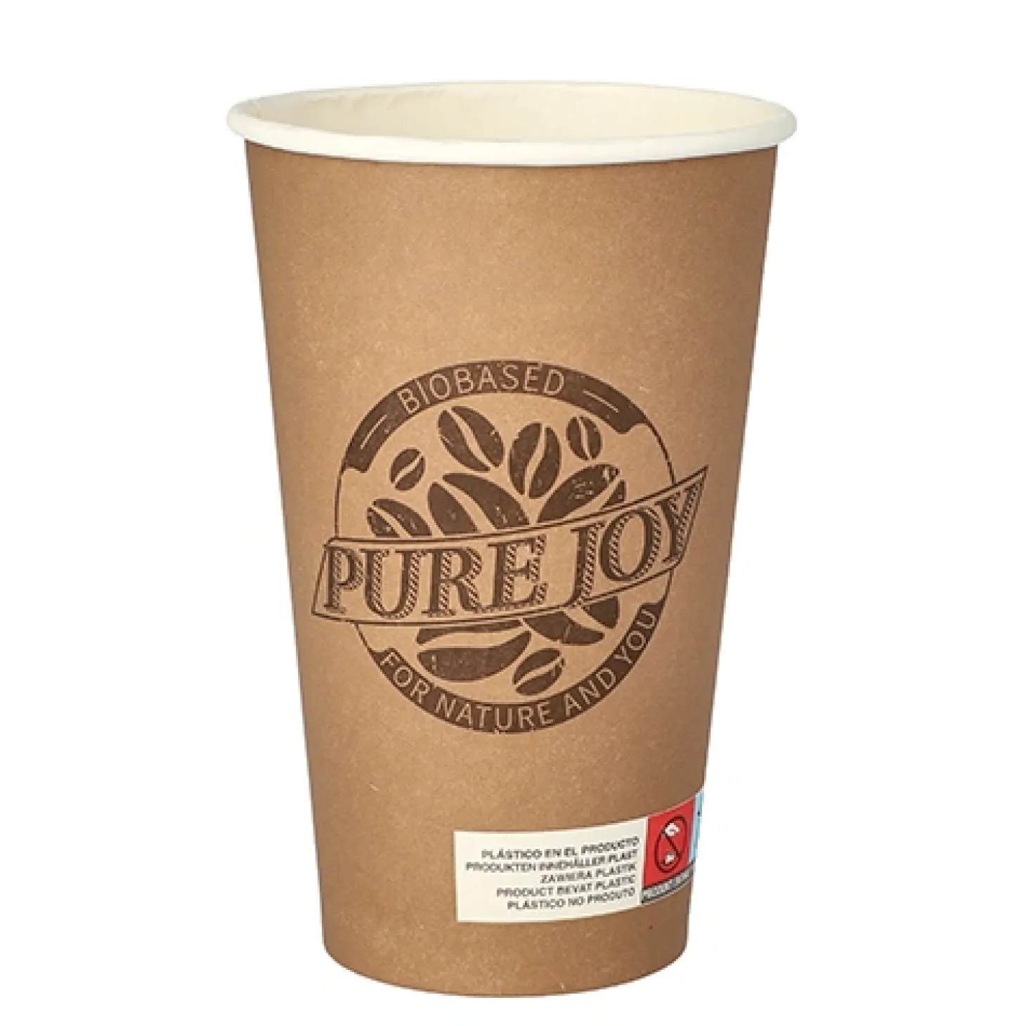 PAPSTAR Trinkbecher, Pappe 0,4 l Ø 9 cm, 13,9 cm braun "Pure Joy", 10 x 20 Stück