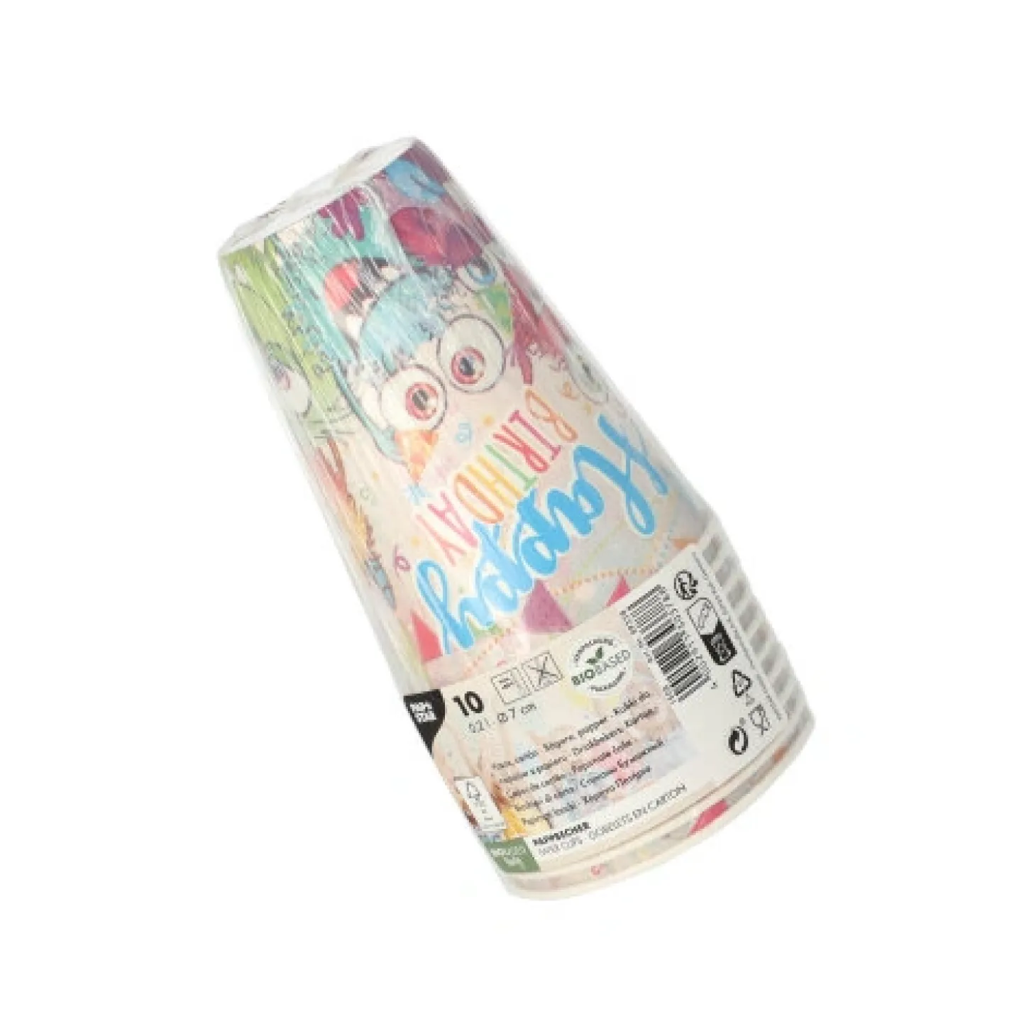 PAPSTAR Trinkbecher, Pappe 0,2 l Ø 7 cm, 9,7 cm farbig "Funny Monsters"