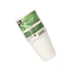 PAPSTAR Trinkbecher, Zuckerrohr "pure" 0,2 l Ø 8 cm, 9,1 cm weiß für Heißgetränke, 10 x 12 Stück