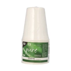 PAPSTAR Trinkbecher Zuckerrohr "pure" 0,3 l Ø 9 cm, 10 cm weiß für Heißgetränke, 10 x 12 Stück