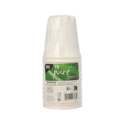 PAPSTAR Trinkbecher Zuckerrohr "pure" 0,1 l Ø 6,3 cm, 6,5 cm weiß für Heißgetränke, 10 x 12 Stück
