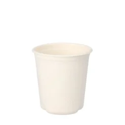 PAPSTAR Trinkbecher Zuckerrohr "pure" 0,1 l Ø 6,3 cm, 6,5 cm weiß für Heißgetränke, 10 x 50 Stück