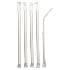 PAPSTAR Trinkhalme, flexibel, Papier "pure" Ø 6 mm, 20 cm weiß einzeln gehüllt